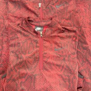 Nike Red Patterned Half-Zip Bodysuit
